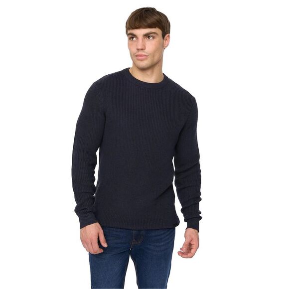 Crosshatch Mens Jampster Knitted Crew Neck Sweatshirt / Navy